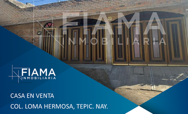 CASA EN VENTA EN COL. LOMA HERMOSA, TEPIC, NAYARIT. (G)