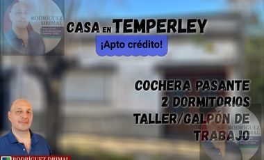 Casa en Temperley con 2 dormitorios y lote de 52,95 metros de largo!