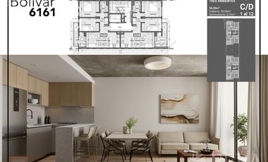 Venta departamento 3 ambientes con balcón en Wilde