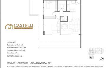 Departamento 3 Ambientes en Venta en Pilar