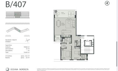 Departamento en venta de 3 ambientes con vista a la Laguna central