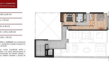 Venta - Departamento de un dormitorio, a estrenar, al frente, al este, con balcón, en Barrio Martin.