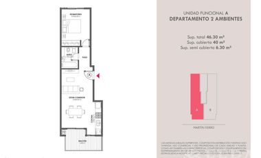 Venta departamento 2 ambientes con balcón y patio en Wilde
