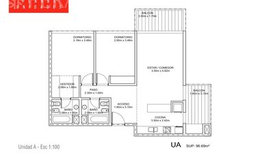Venta departamento 3 ambientes con doble balcón en Greenville Polo y Resort