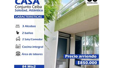 Se arrienda casa 2 pisos Conjunto ceiba - soledad