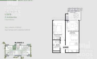 Departamento 2 ambientes en venta GREEN PALMERS