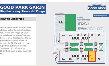 Depósito 5.416 m2 triple A, Centro Logistico en Garin. Panamericana km.37