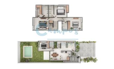 Casa de 2 pisos, 4 recamaras en privada en Conkal Yucatan  Entrega inmediata