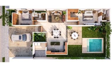 Casa de 1 piso, 2 recamaras en privada en Conkal Yucatan  Entrega inmediata