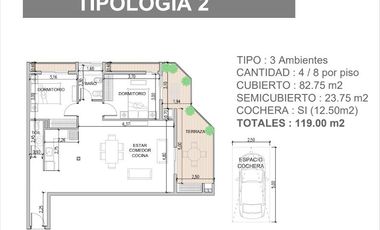 Departamento en Venta 3 Ambientes en Las Terrazas, Pilar - P.B. 009