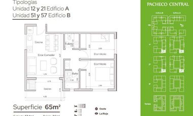 Depto  en Venta 2 dorm.  en Complejo Pacheco Central