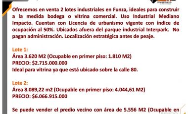 VENTA 2 LOTES INDUSTRIALES SIBERIA ANTES DE PEAJE