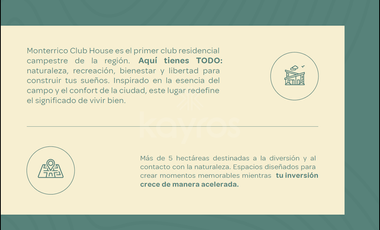 Lotes campestre en Monterrico Club House: Alta valorización y ubicación privilegiada
