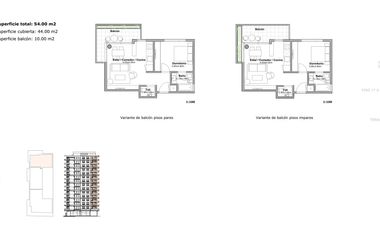 Venta de departamento de 2 Ambientes en Pozo Vicente López Anchorena Urban Tower