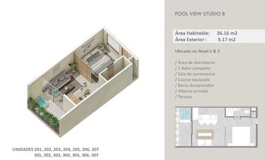 Departamento estudio en Tulum. Casa Makräm