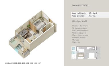 Departamento estudio en Tulum. Casa Makräm