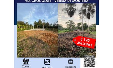 SE VENDE LOTE CAMPESTRE VIA CHOCOLATE, VEREDA DE MONTERIA