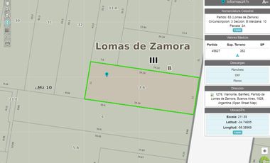 VENTA LOTE  BANFIELD ESTE VIAMONTE 1200