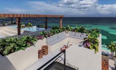 En venta estudio en Mahahual beach front con piscina infinita y pet-frendly