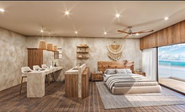 En venta estudio en Mahahual beach front con piscina infinita y pet-frendly