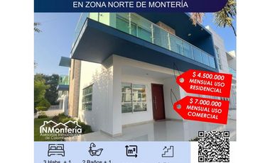 SE ARRIENDA HERMOSA CASA ESQUINERA EN ZONA NORTE DE MONTERIA