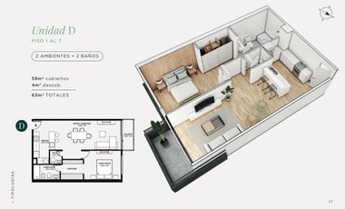 Departamento de 2 ambientes con balcón en venta a estrenar en Vicente Lopez