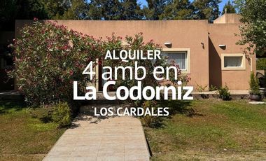 CASA 4 AMBIENTES EN ALQUILER, BARRIO LA CODORNIZ, LOS CARDALES
