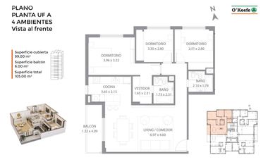 Departamento en Venta, 4 Ambientes con Vista al Frente en Terrazas de Quilmes