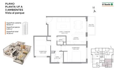 Venta Departamento 3 Ambientes a Estrenar - Terrazas de Quilmes - Vista al Parque