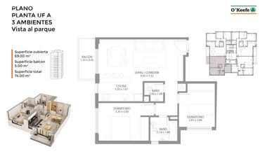 Venta Departamento 3 Ambientes a Estrenar - Terrazas de Quilmes - Vista al Parque