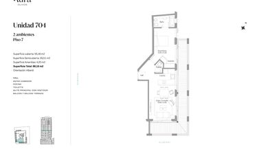 Venta departamento 2 ambientes en Olivos en pozo