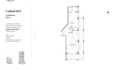 Venta departamento 2 ambientes en Olivos en pozo