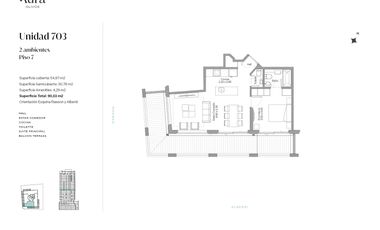 Venta departamento 2 ambientes en Olivos en pozo