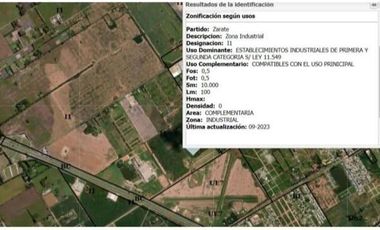 Campo 66 hectáreas  en Parque Industrial de Zárate a metros de Panamericana