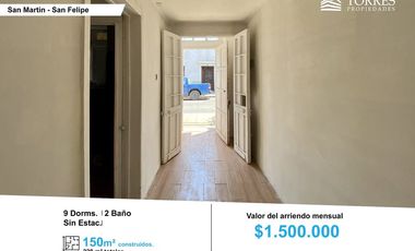 ARRIENDO CASA 9HAB 2BA SAN FELIPE