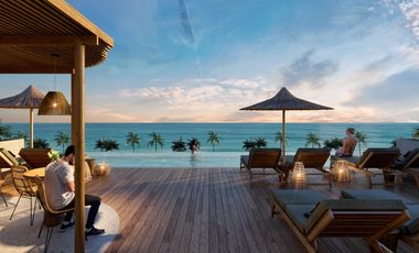 En venta departamento exclusivo tipo estudio en Mahahual beach front con piscina vista al mar