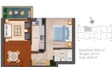 THIERS, 1 DORM +1 BAÑOS_ARRIENDO AMOBLADO