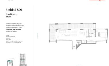 Departamento 2 ambientes al frente en venta  - Próximo al puerto de Olivos