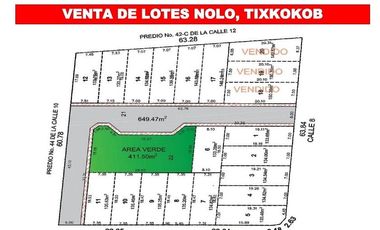 TERRENOS EN VENTA EN NOLO  (TIXKOKOB) YUCATÁN