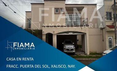 AMPLIA CASA EN RENTA, FRACC. PUERTA DEL SOL, XALISCO, NAY. (G)