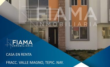 CASA EN RENTA , FRACC. VALLE MAGNO, TEPIC, NAY. (RS)