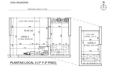 LOCAL EN SANTIAGO CENTRO DE 61,34 M2, A LA CALLE
