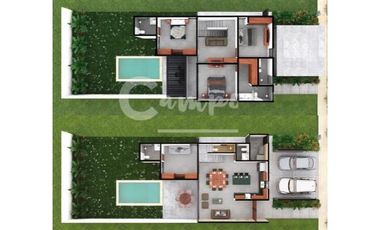 Casa de 2 piso, 4 recamaras en privada en Cholul Yucatan  Preventa abril 2026