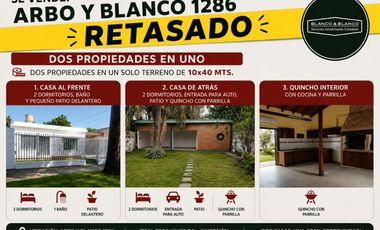SE VENDE 2 CASAS  en 1.  ARBOL Y BLANCO 1286