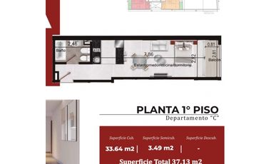 Monoambiente a estrenar con balcón en Parque chas - 38mt2 - Amenities