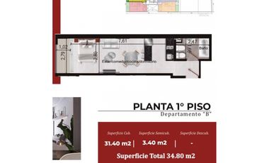 Monoambiente a estrenar con balcón en Parque chas - 38mt2 - Amenities