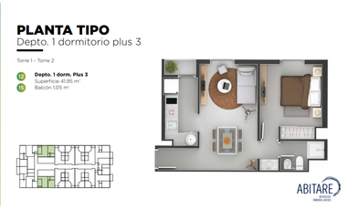 VENDO DEPARTAMENTO DE 1 DORMITORIO EN POCITO SOCIAL LIFE - PROACO