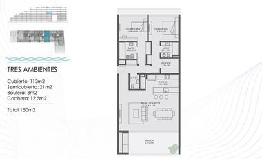 Departamento en venta de 3 ambientes con vista al rio