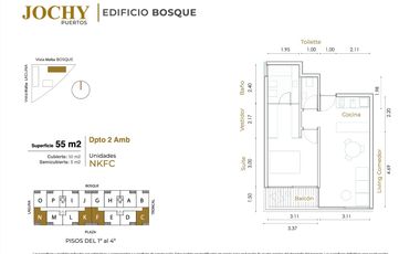 PUERTOS | JOCHY | Edificio Laguna - Departamento de 2 ambientes  en venta apto profesional
