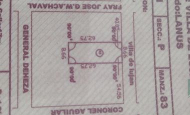 Terreno 8,66 x 62,75 mts  Lanús Este